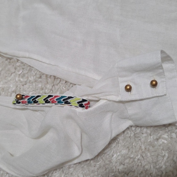 Wet Seal Semi Sheer White Blouse with Multicolor Trim, Women's Size Small - Picture 7 of 11